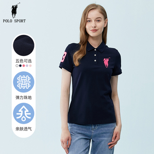 Polo Sport保罗品牌女士短袖T恤夏季新款polo衫纯色运动女装体恤