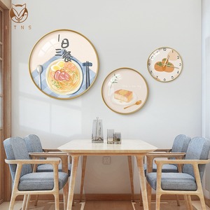 一日三餐餐厅装饰画现代简约厨房墙壁壁画背景墙挂画圆形组合墙画