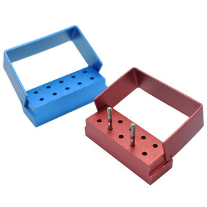 包邮牙科金属实芯5孔10孔高速车针架车针盒口腔材料铝合金消毒盒