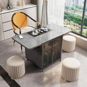 岩板阳台折叠茶桌现代家用多功能功夫茶几小户型客厅升降移动茶台