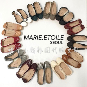 韩国Marie etoile春季新款软面褶皱芭蕾舞单鞋圆头平底纯手工单鞋