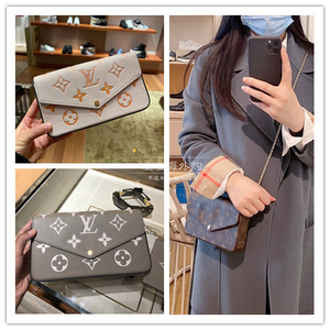 lv/路易威登女包经典felicie老花三合一链条信封单肩斜挎包m61276
