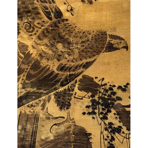 明林良双鹰图国画绢本高清学习仿古画装饰微喷画芯画稿装饰画玄关