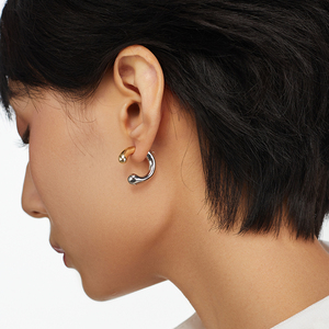 一款两戴撞色s925银错觉仿耳扩粗c型耳环耳圈反戴设计感甜酷男女