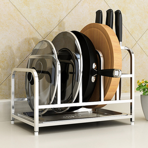 304不锈钢放锅架厨房家用 多层竖放置物架台面锅盖刀板锅具收纳架