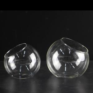 透明斜口玻璃球形花瓶 玻璃多肉花盆 微景观DIY生态玻璃瓶 苔藓瓶
