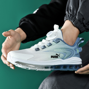 虎彪马壮男鞋网面夏季透气旋转纽扣跑步鞋子气垫减震大码运动鞋男