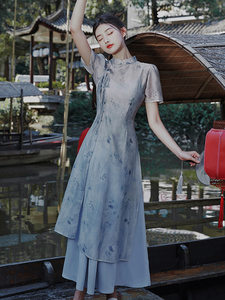 新式旗袍年轻款少女改良日常夏季茶服禅意文艺中国风连衣裙两件套