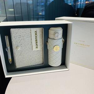 星巴克保温杯小香风限量版白色便携水杯珍珠链条笔记本礼盒伴手礼