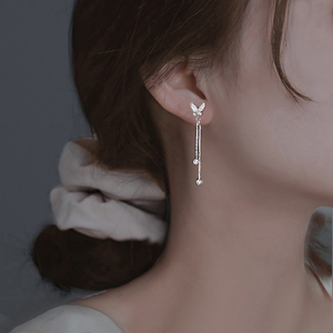 S925银饰流苏耳环女小众设计耳钉耳坠2024新款爆款高级感耳线轻奢