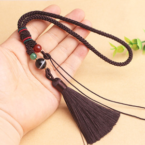 创意流苏菠萝手把绳中国风DIY编织包挂文玩把件仿玛瑙挂绳.
