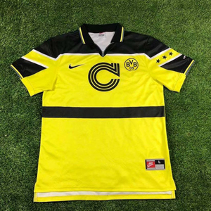 多特蒙德复古球衣96-97主场短袖里肯穆勒足球服dortmund jersey