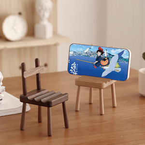 木质桌面懒人手机支架板凳创意可爱平板ipad简约通用可调节手机座