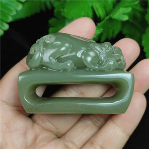 新疆青色和田玉貔貅皮带扣玉腰佩玉石腰带扣男士礼物一物一证包邮