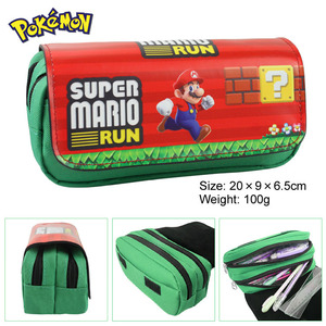 新品动漫玛丽笔袋Super Mario Ru游戏马里奥双层大容量拉链文具盒