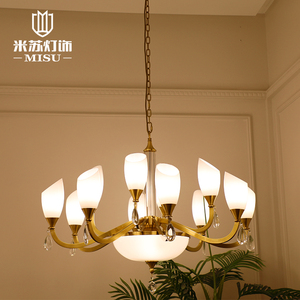 米苏客厅吊灯现代简约全铜灯具别墅大吊灯温馨餐厅主灯卧室大灯