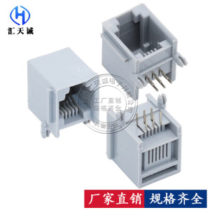 RJ11 6P6C网络接口6脚六芯针90度网口电话插件连接器水晶头母座子