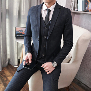 男士西服套装中长款商务西装男新郎伴郎结婚正装礼服修身休闲外套
