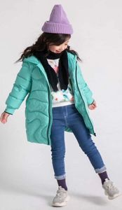 德蒙斯特女中大儿童装加厚90白鸭绒羽绒服冬季韩版黄绿色中长外套
