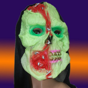 万圣节恐怖特效化妆吓人僵尸丧尸鬼妆影面具刀砍伤疤鬼脸夜光面具
