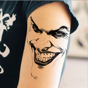 割线原创纹身贴 防水 蝙蝠侠 小丑 肖像 欧美 joker 防水 花臂