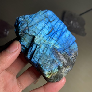 天然高频斯里兰卡拉长石把玩摆件 蓝金光原石观赏石转运石礼物