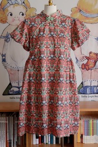 cathyfung春夏英国liberty利伯缇女士短袖连衣裙亲子新中式旗袍