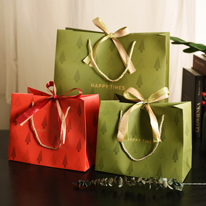 新款幸运树礼品袋礼物包装袋绿色纸袋烘焙袋子口红手拎袋喜糖袋