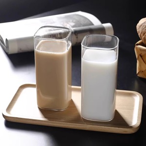 日式方形玻璃牛奶杯加厚耐热微波炉专用杯子可加热燕麦片早餐杯