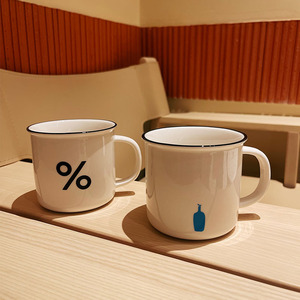 现货日本bluebottle蓝瓶子京都限定粗陶马克杯阿拉比卡陶瓷咖啡杯