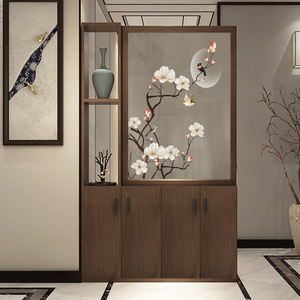 新中式屏风隔断柜入户玄关鞋柜挡煞门厅柜客厅装饰柜进门风水阻隔