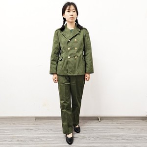 87涤卡女冬常服 老式女干部套装 立领中山装耐磨防火工