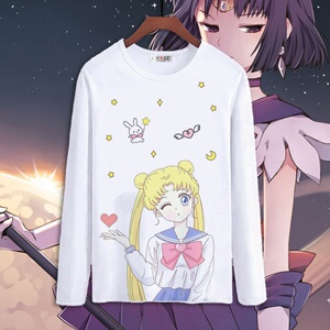 萌系可爱美少女战士月野兔水冰月长袖t恤周边男女衣服宽松秋季
