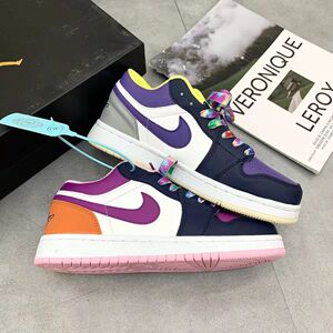 aj1新款五彩毛衣拼接low低帮板鞋情侣运动男鞋休闲女小白鞋