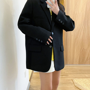 高级感黑色西装外套女2024春季新款韩版气质显瘦宽松休闲小西服潮