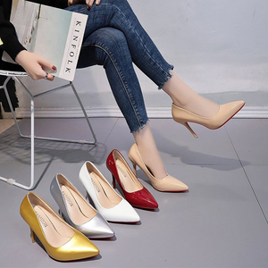 伪娘cd尖头大码高跟鞋夜店性感女装大佬cos用品金属跟单鞋细跟鞋