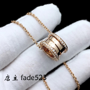 bvlgari宝格丽bzero1弹簧项链18k玫瑰金白金两边镶钻满钻小蛮腰