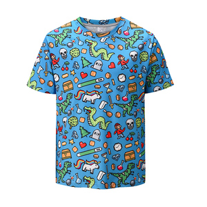 3d马里奥t恤男短袖潮欧美小众设计个性满印情侣装潮流宽松半袖衫