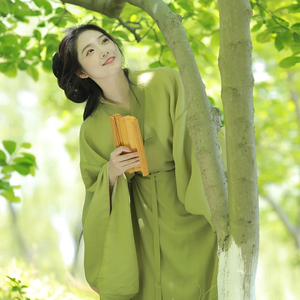 原创绿色江南风汉服女广袖交领古装仙气飘逸清新淡雅古风全套夏季