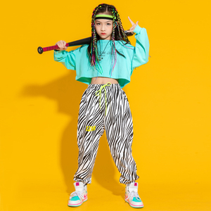 爵士舞女童hiphop露脐服装小女孩嘻哈走秀套装啦啦操俏皮风舞蹈服