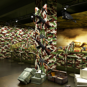 迷彩壁纸军旅军事主题餐厅海军蓝饭店装修背景墙服装店墙纸军迷店