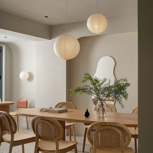日式圆球宣纸吊灯侘寂风丹麦设计师艺术民宿客厅餐厅纸艺灯笼吊灯