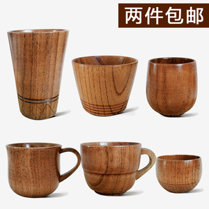 两只包邮酸枣木日式杯子木质木杯实木水杯酒杯咖啡杯茶杯牛奶杯