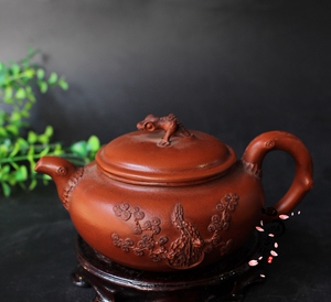 台湾回流紫砂壶早期一厂文革老茶壶名家蒋蓉全手工制大红袍梅花壶