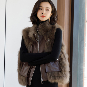 皮草马甲真毛皮毛一体