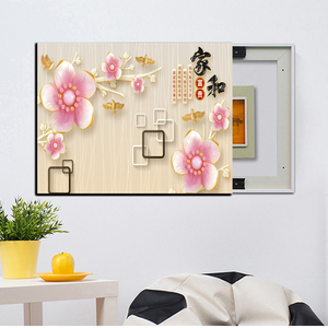 电表箱装饰画免打孔推拉带滑道简约现代抽象配电箱电闸盒遮挡挂画