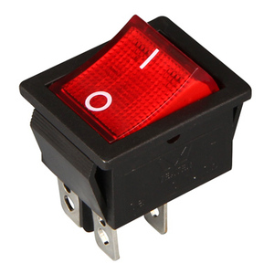 电源开关2档船型开关kcd4201nrk1红色4脚带灯红色220v