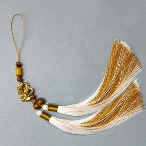 蟠龙扇坠黄金白双色流苏龙泉剑穗笛车挂车汉服腰配书签剧本杀道具