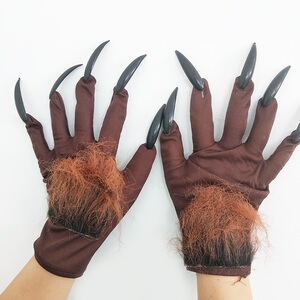 万圣节派对道具成人狼头套狼人手套大灰狼装饰道具狼人手套狼爪子