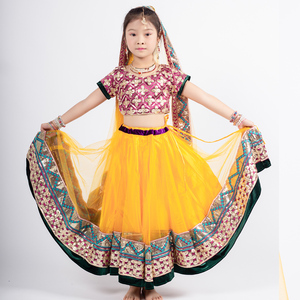 少儿印度楞哈大摆三件套表演服宝莱坞舞蹈服饰依伊曼纱丽安娜儿童